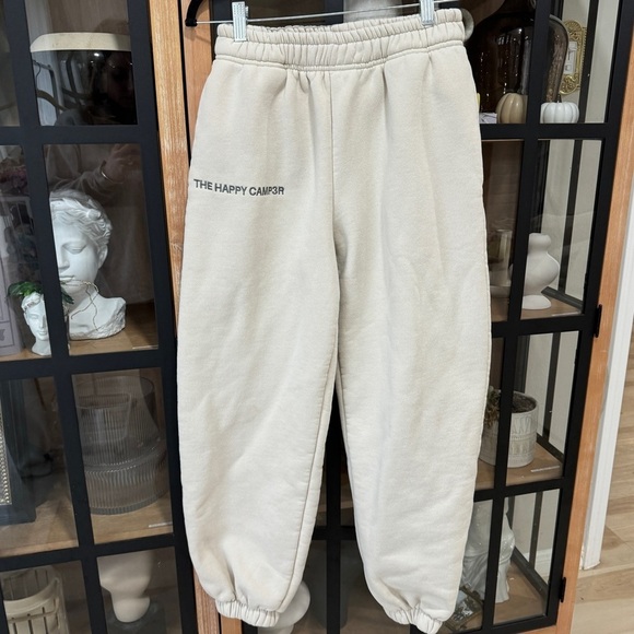 The Happy Camp3r Pants - The Happy Camp3r cloud sweatpants beige embroidered soft joggers pockets fleece